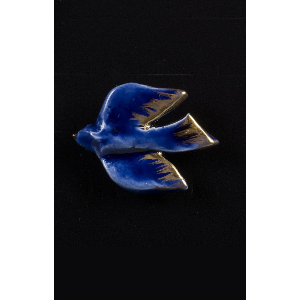 Broche Vintage Marc Labat - Colombe/oiseau En Résine Bleue, Bijou De Luxe - Occasion